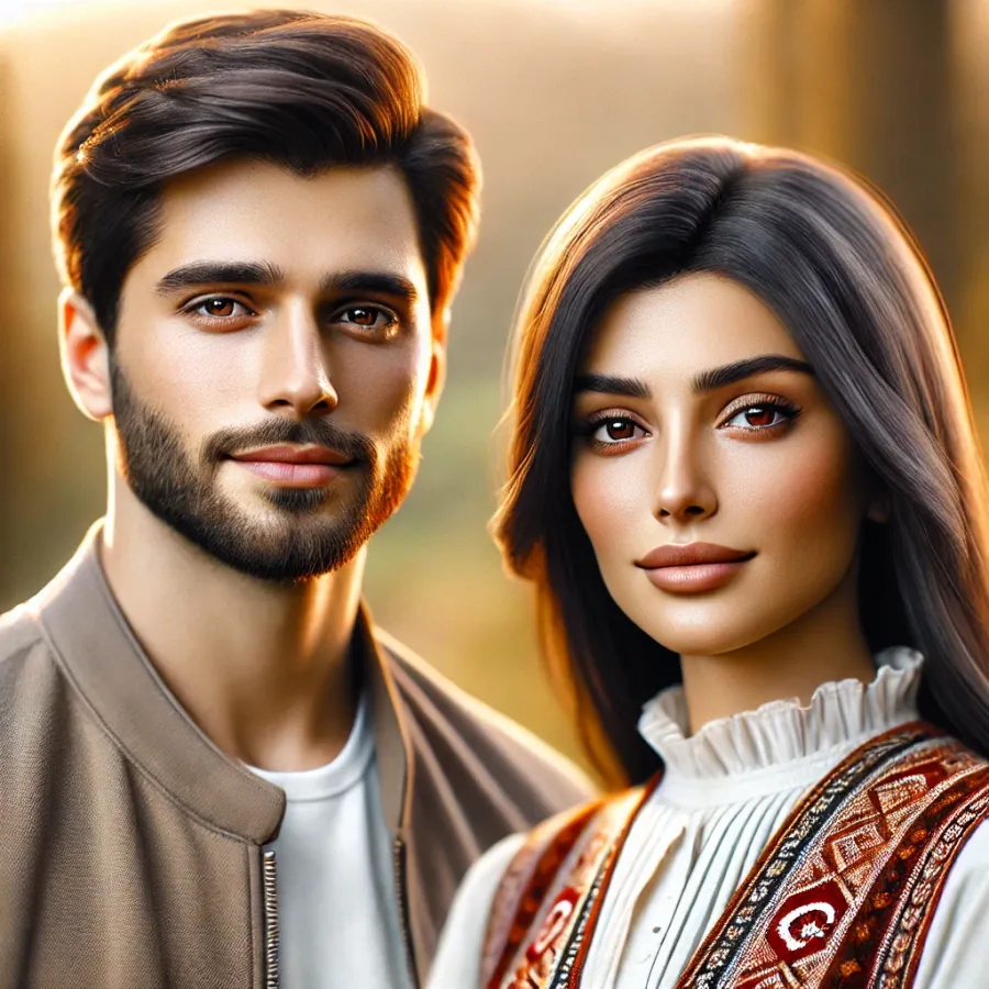 DALLE-2: Photograph of Azerbaijani man and woman in their 20s. DALLE-2: Photograph of Azerbaijani man and woman in their 20s.